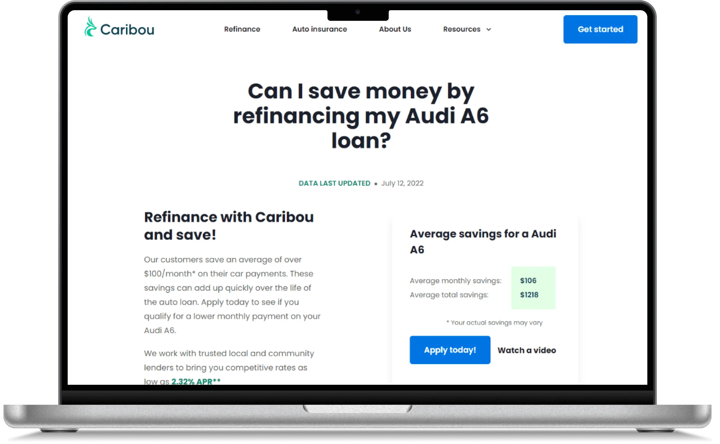 Savings by Vehicle tool - vehicle page with savings