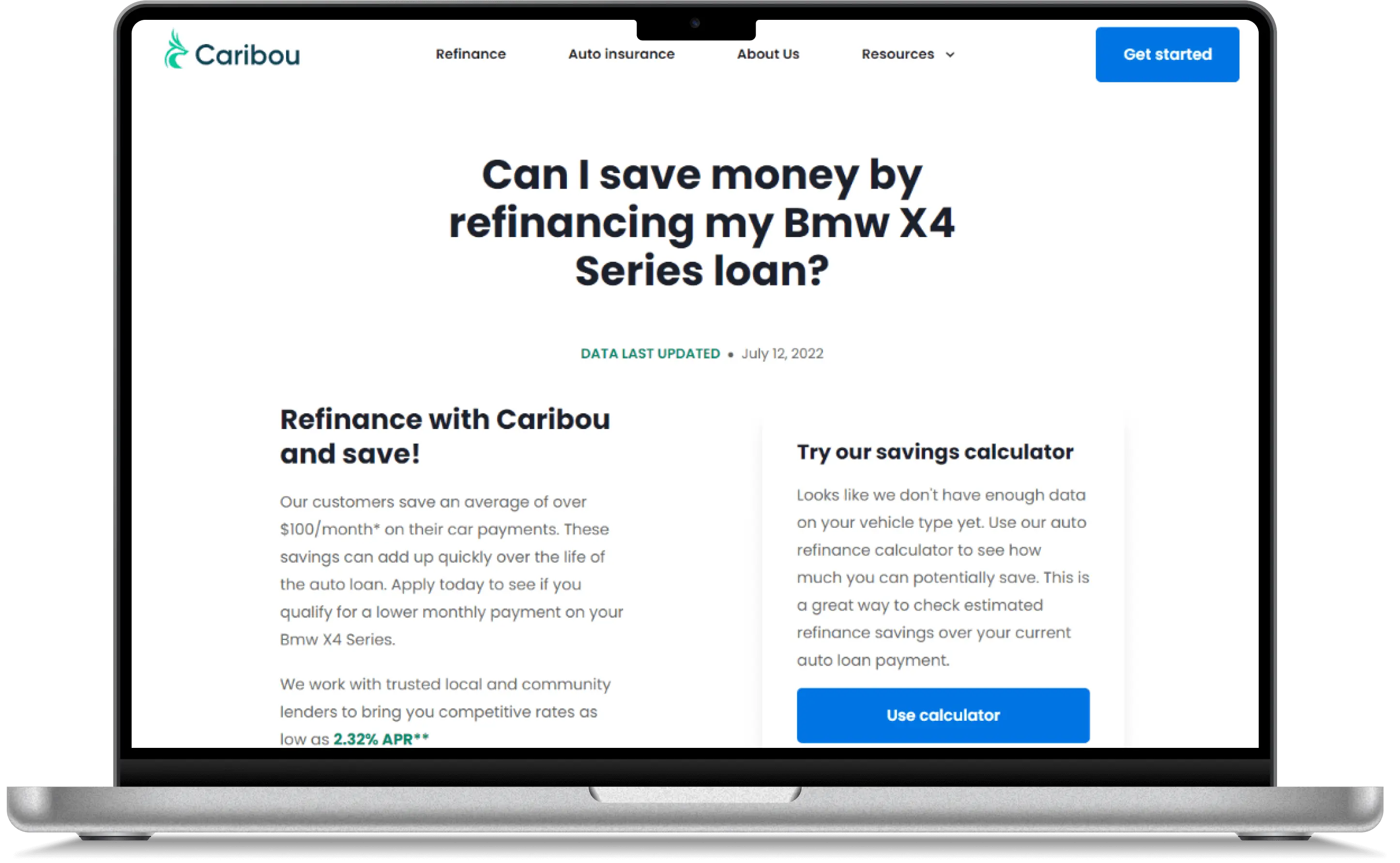 Savings by Vehicle tool - vehicle page with no savings